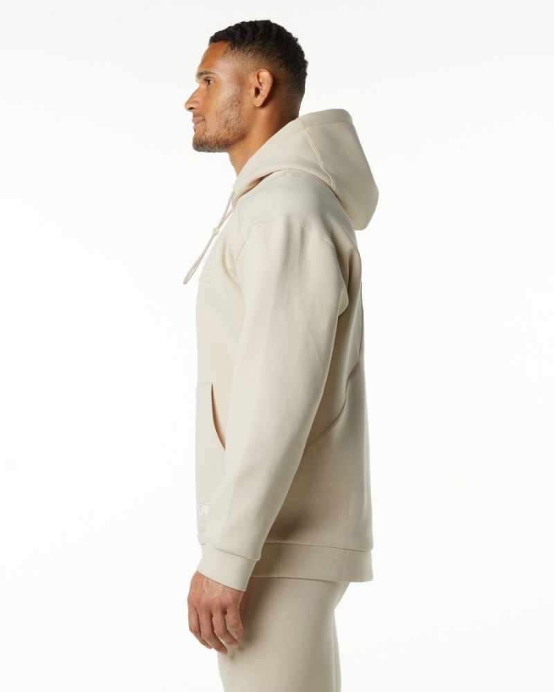 Men's Alphalete ELMTS Hoodie Hoodie Vanilla | 8972-UJGBE