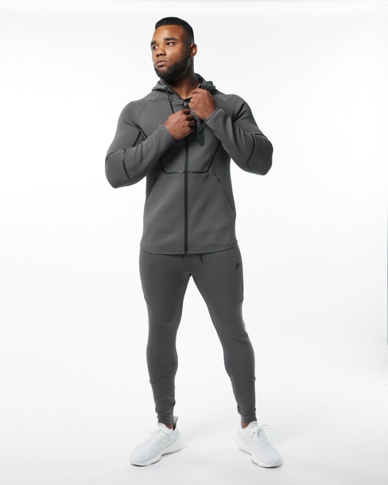 Men's Alphalete ELMTS Zip Jogger Jogger Charcoal | 2960-JZRYP