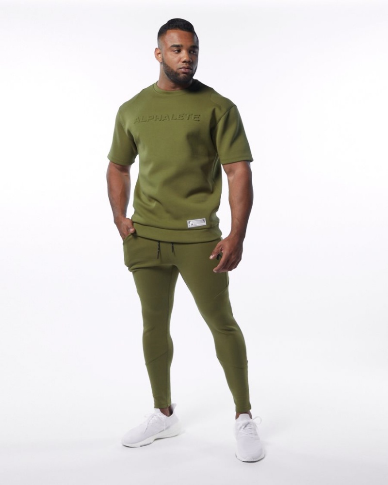 Men's Alphalete ELMTS Zip Jogger Jogger Olive | 2041-SNALU