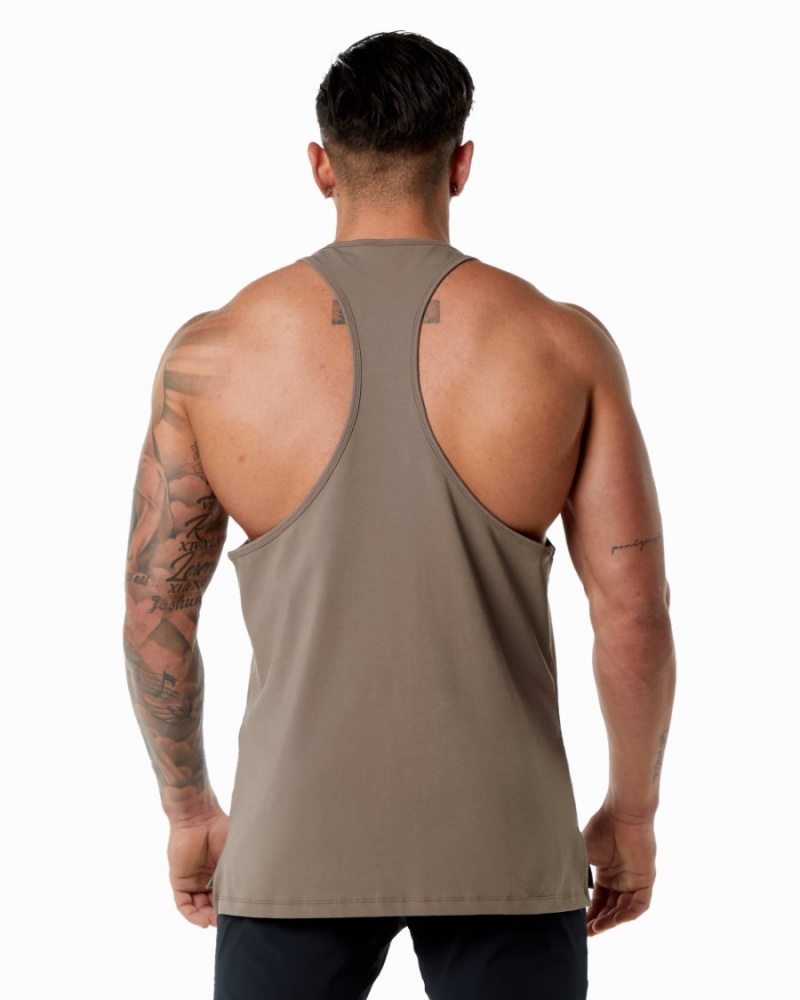 Men's Alphalete Emblem Stringer Stringers Mocha | 7608-UNOGD