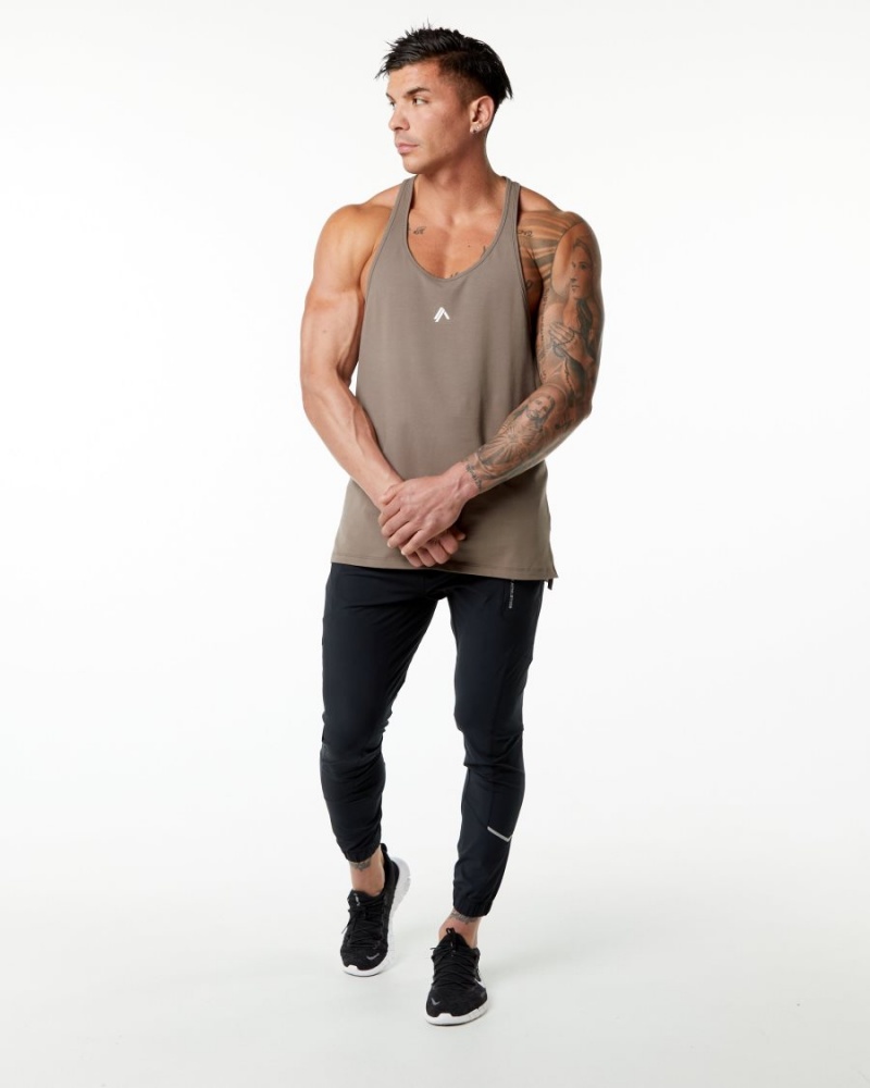 Men's Alphalete Emblem Stringer Stringers Mocha | 7608-UNOGD