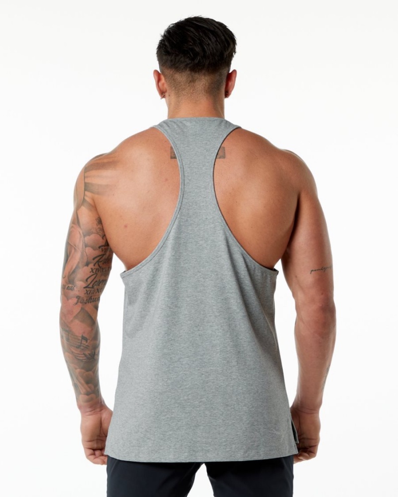 Men's Alphalete Emblem Stringer Stringers Heather Grey | 8245-CHUTE