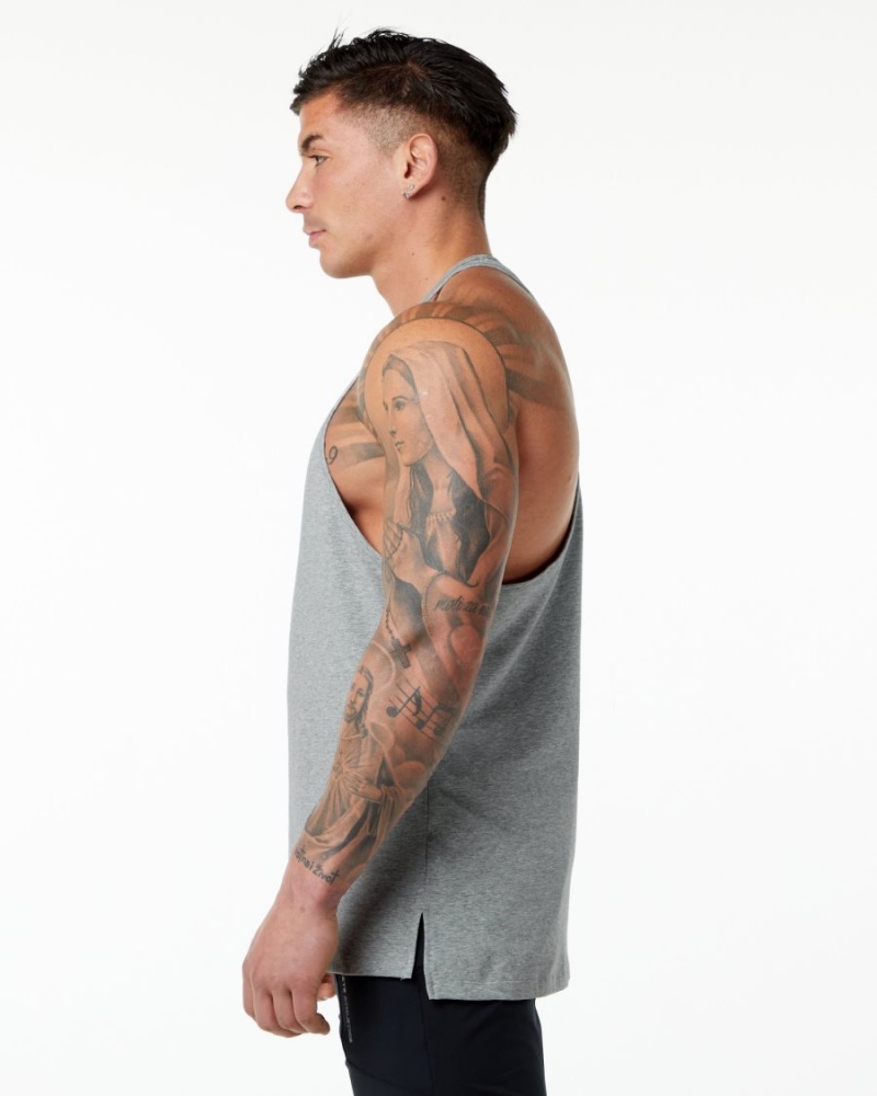 Men's Alphalete Emblem Stringer Stringers Heather Grey | 8245-CHUTE