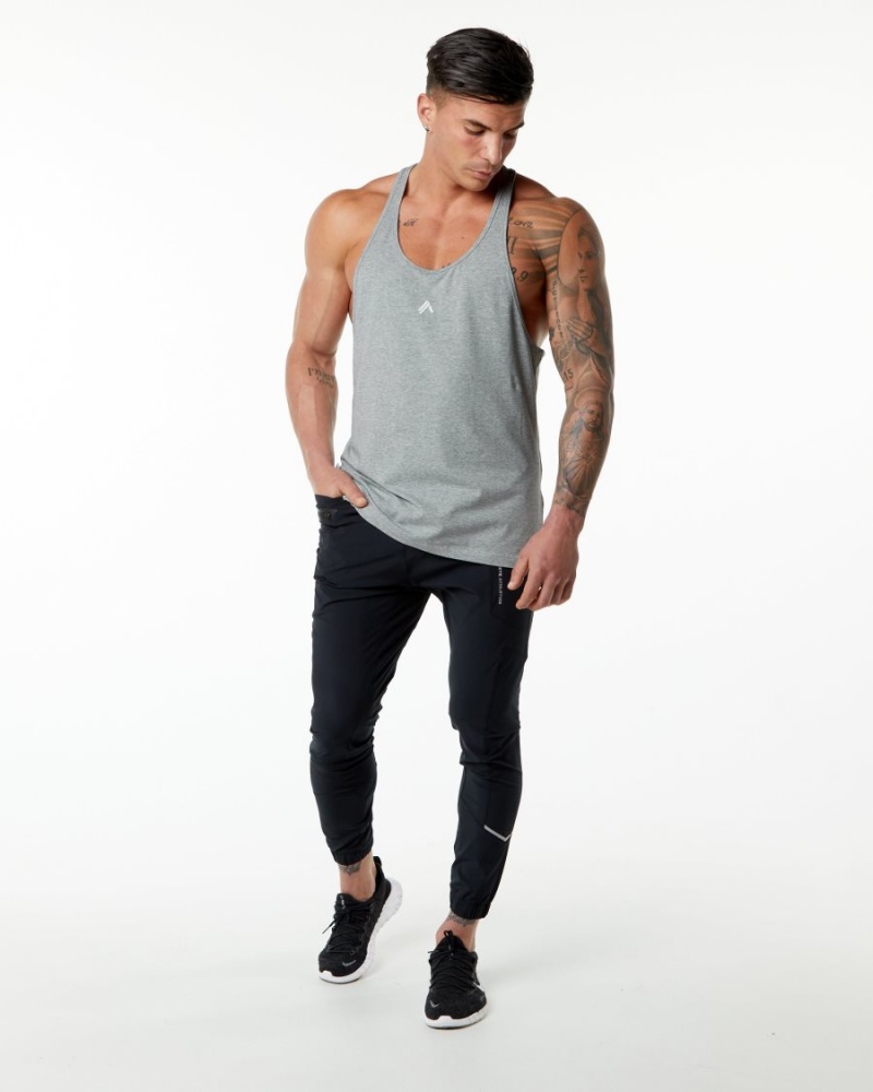 Men's Alphalete Emblem Stringer Stringers Heather Grey | 8245-CHUTE