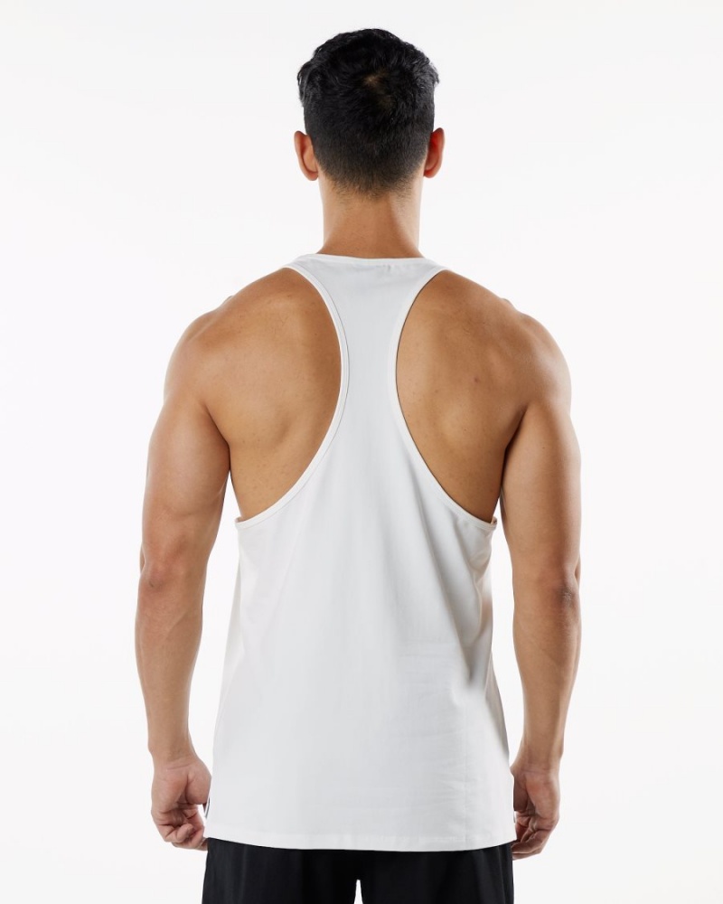 Men's Alphalete Emblem Stringer Stringers White | 9672-PZWLK