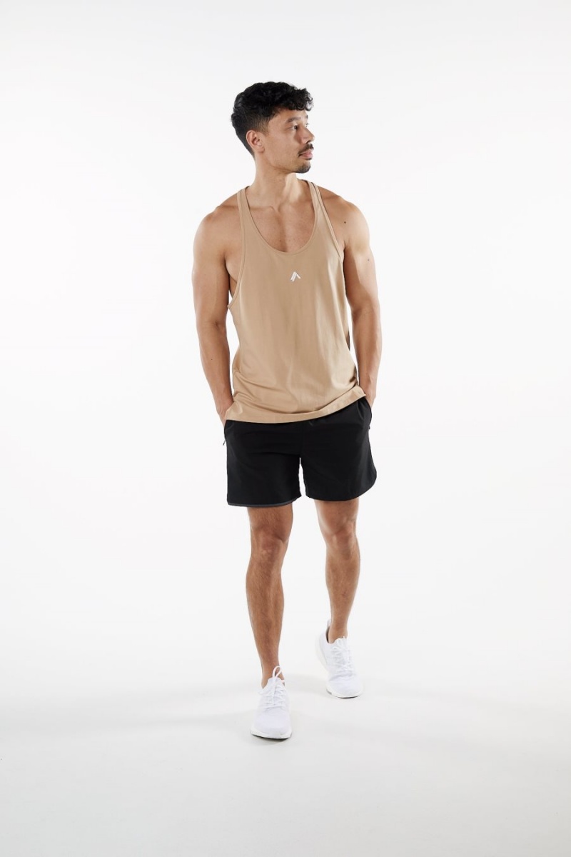 Men's Alphalete Emblem Stringer Stringers Taupe | 6735-AJVLN