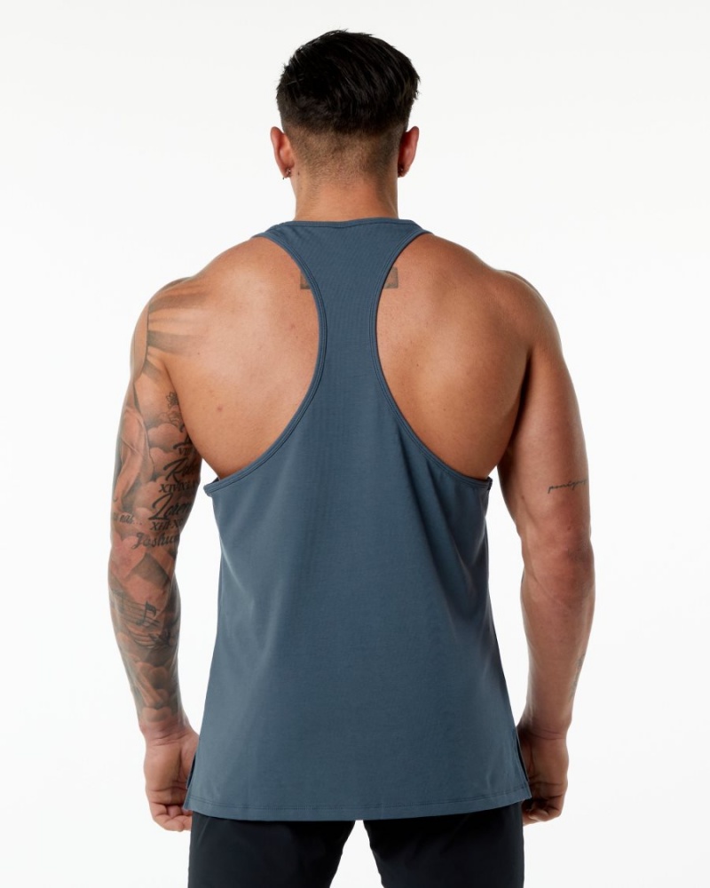 Men's Alphalete Emblem Stringer Stringers Whale Blue | 9021-DRSMZ