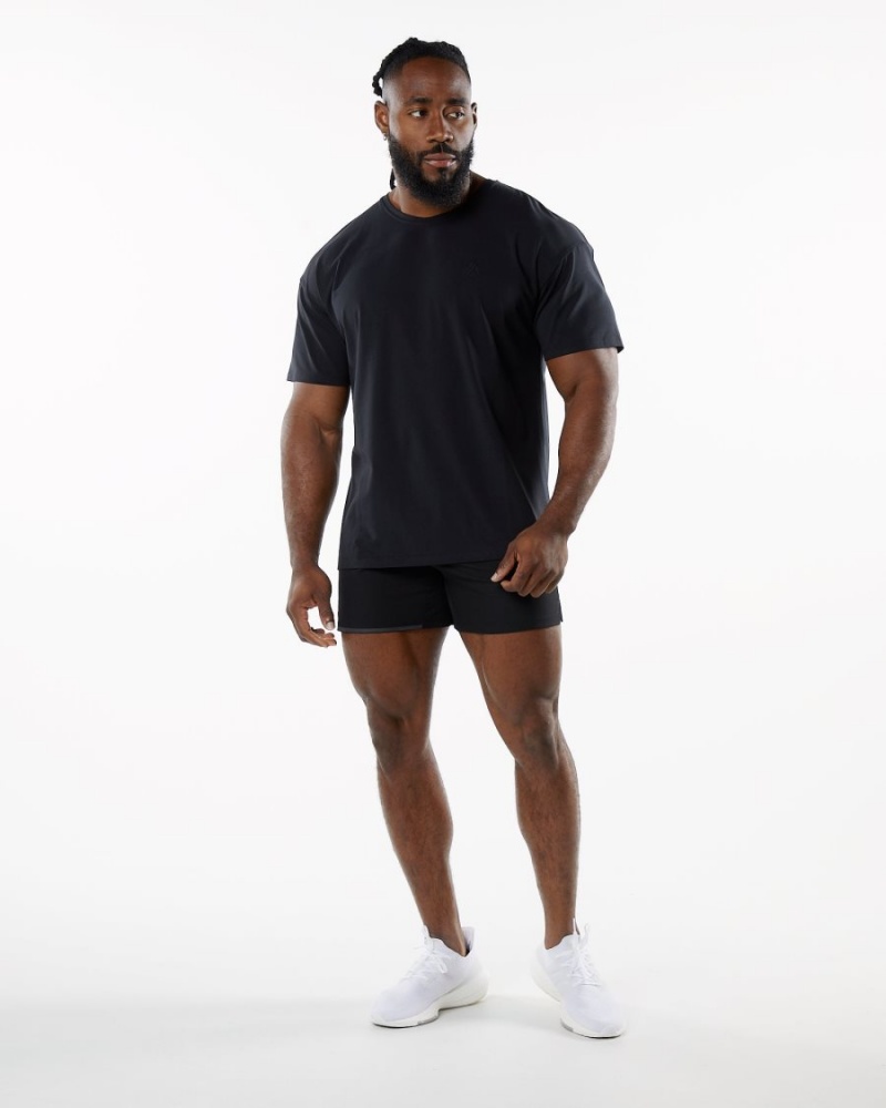 Men's Alphalete Emblem Tee Shirts Blackout | 3170-RUKYZ