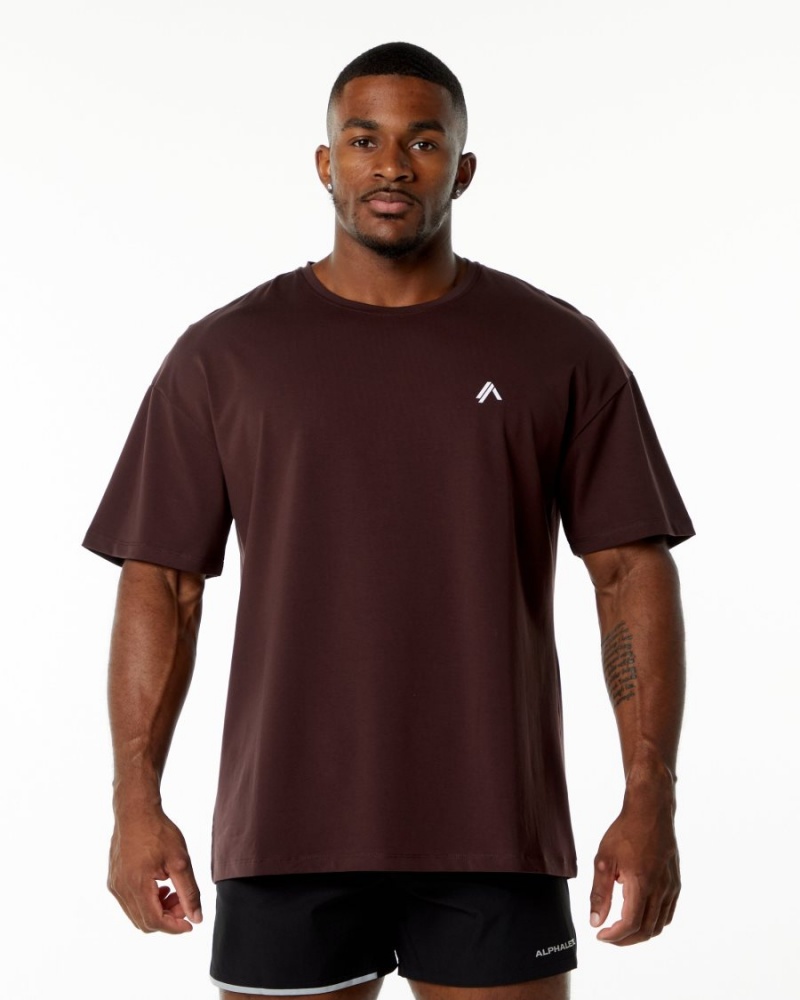 Men\'s Alphalete Emblem Tee Shirts Burgundy | 7826-CRSGY