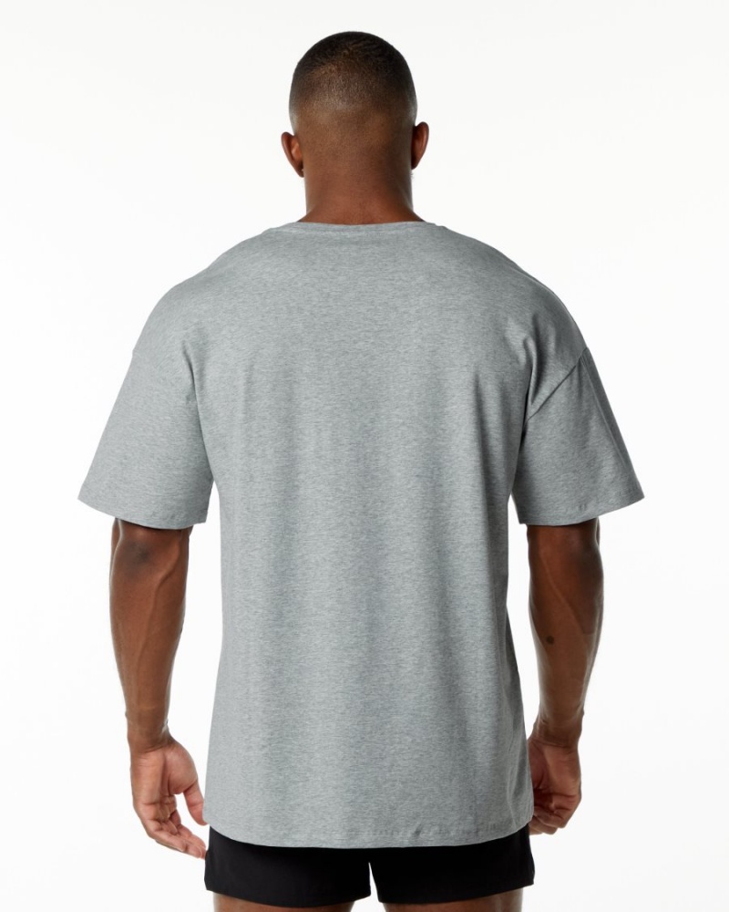 Men's Alphalete Emblem Tee Shirts Heather Grey | 7092-DPSHE