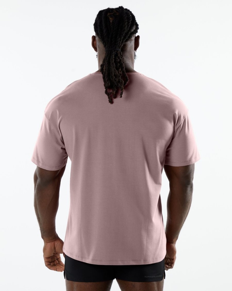 Men's Alphalete Emblem Tee Shirts Mauve | 1250-EXJNY