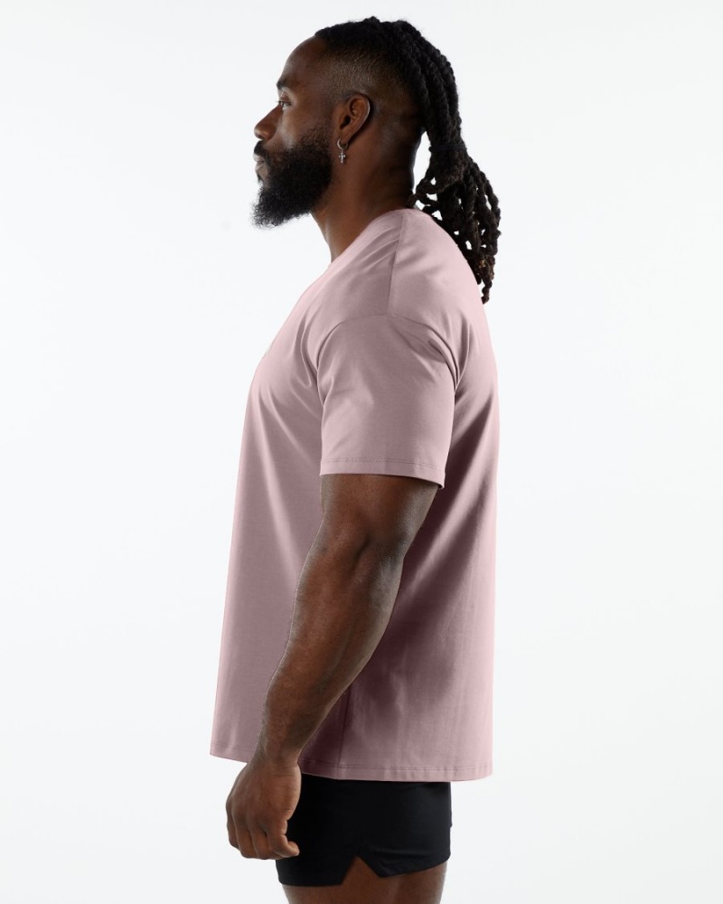 Men's Alphalete Emblem Tee Shirts Mauve | 1250-EXJNY