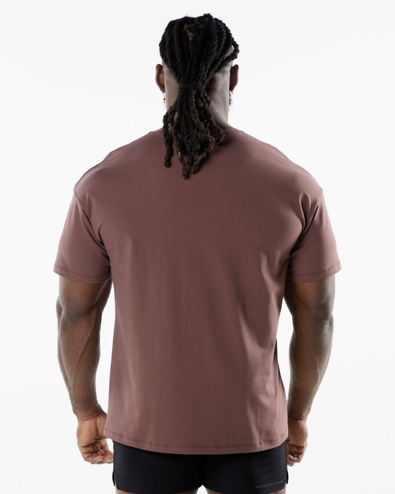 Men's Alphalete Emblem Tee Shirts Merlot | 7029-ADUYI