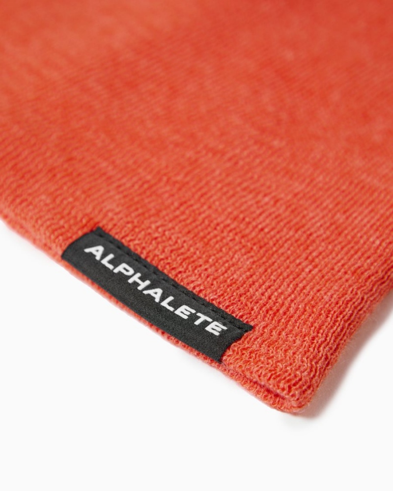 Men's Alphalete Essential Beanie Accessories Orange | 7914-XIZCT