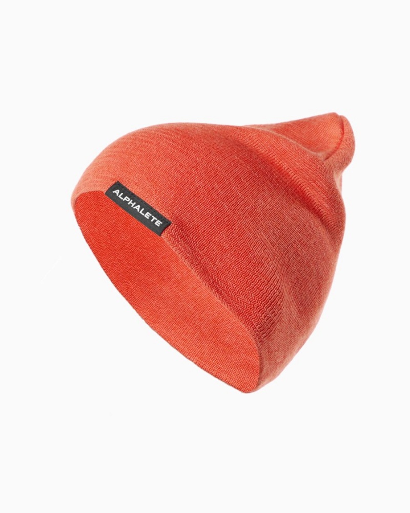 Men\'s Alphalete Essential Beanie Accessories Orange | 7914-XIZCT