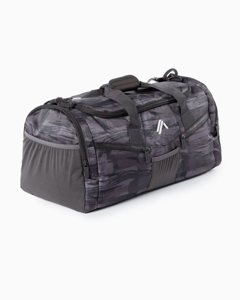 Men's Alphalete Essential Duffel Bag Accessories Burgundy Canvas Camo | 7390-ZYOIW