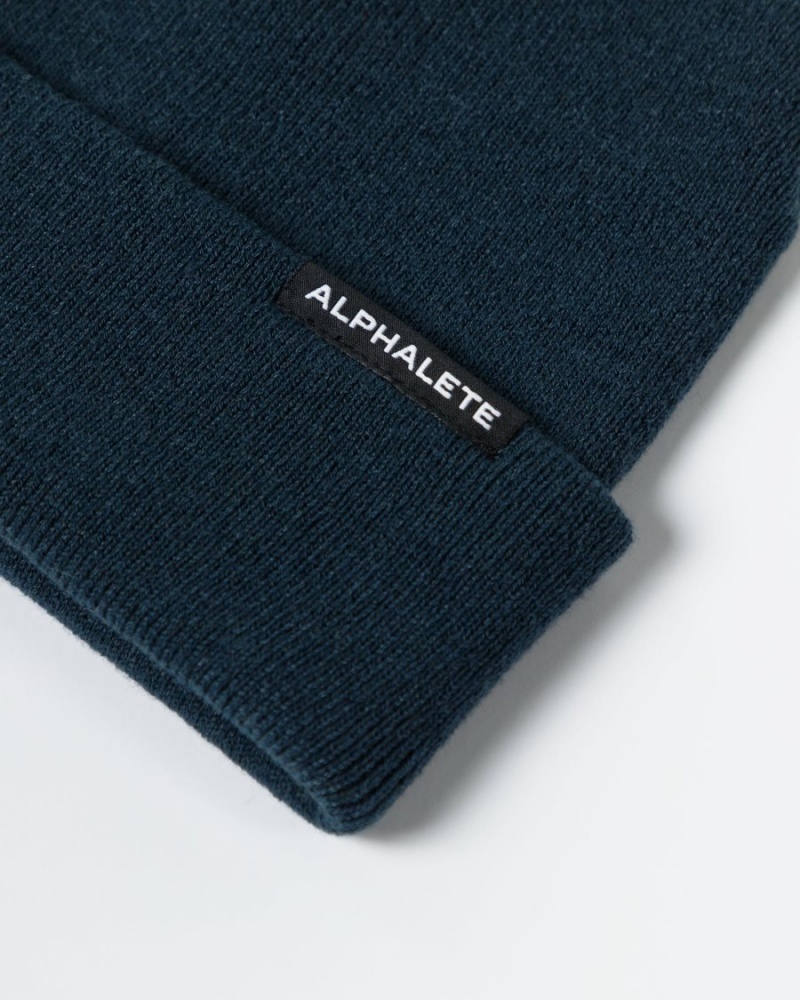 Men's Alphalete Essential Foldover Beanie Accessories Midnight | 3251-LUFJX