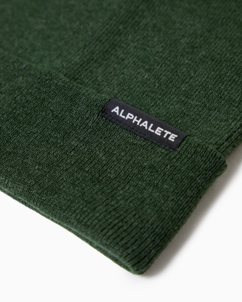 Men's Alphalete Essential Foldover Beanie Accessories Wild Sage | 5731-GPOHE