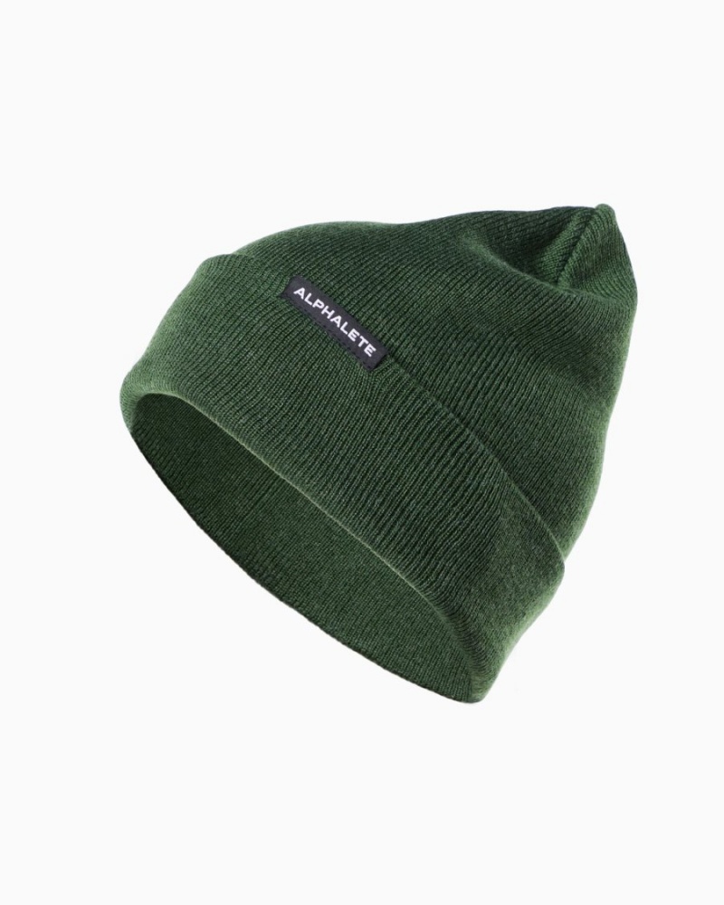 Men\'s Alphalete Essential Foldover Beanie Accessories Wild Sage | 5731-GPOHE