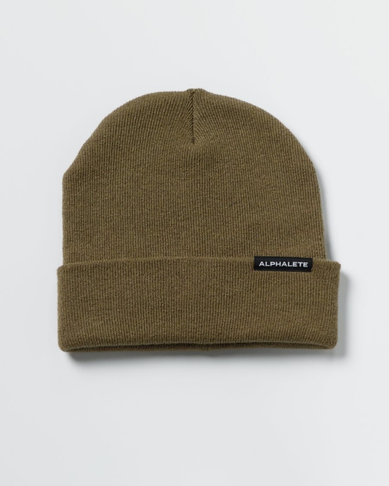 Men's Alphalete Essential Foldover Beanie Accessories Willow | 6801-SFMWI