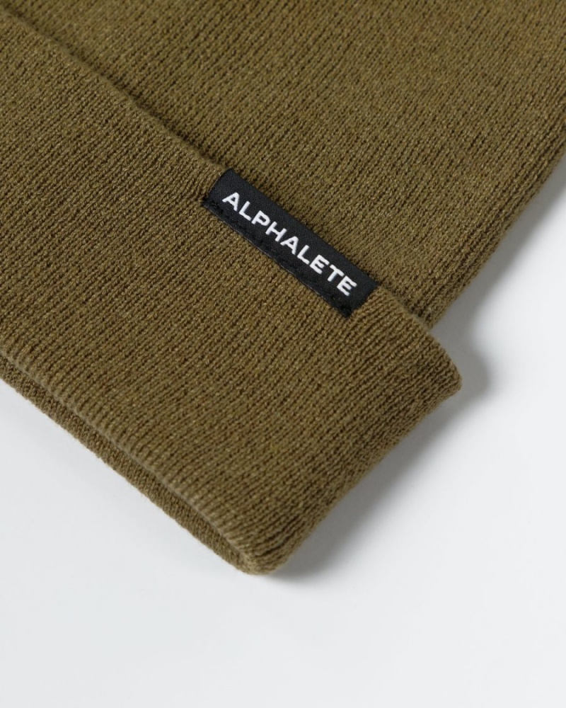 Men's Alphalete Essential Foldover Beanie Accessories Willow | 6801-SFMWI