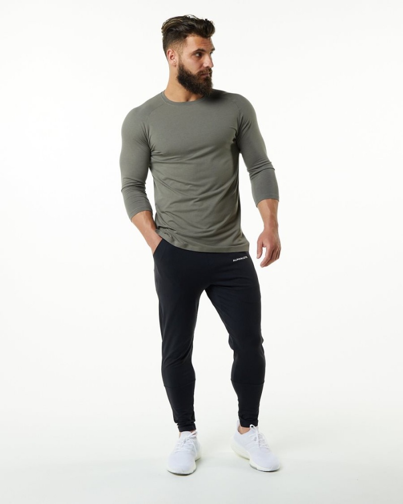 Men's Alphalete Evo 3/4 Sleeve Tee Shirts Stone Grey | 4301-DWENX