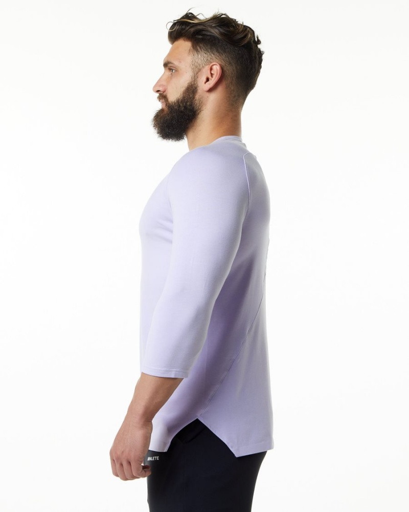 Men's Alphalete Evo 3/4 Sleeve Tee Shirts Lilac Haze | 3049-ARVCB