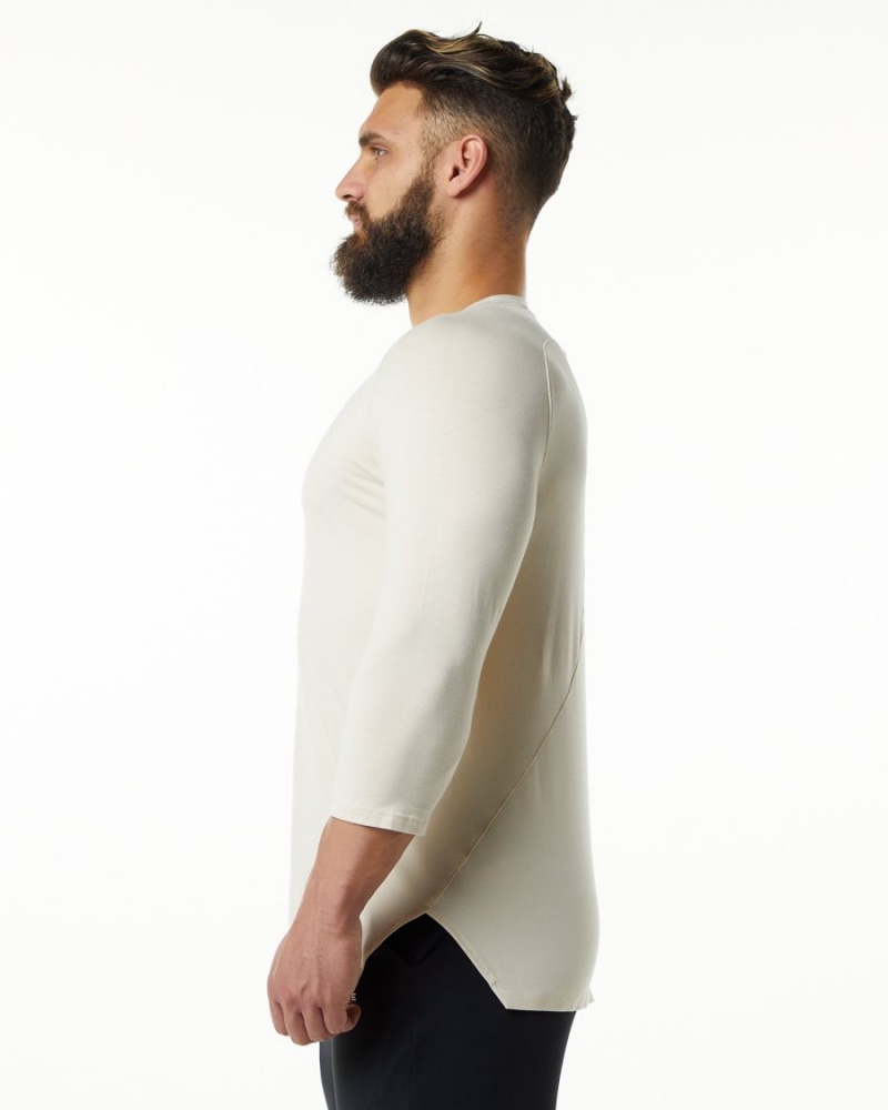 Men's Alphalete Evo 3/4 Sleeve Tee Shirts Sahara | 8329-ODPCQ