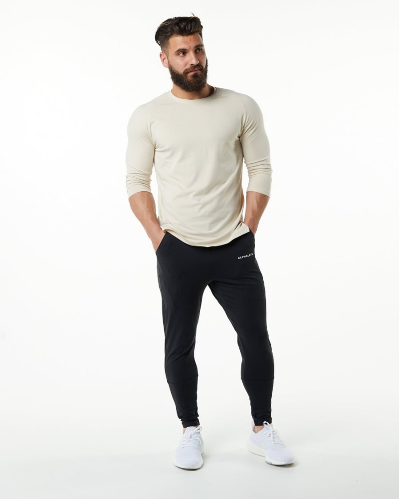 Men's Alphalete Evo 3/4 Sleeve Tee Shirts Sahara | 8329-ODPCQ