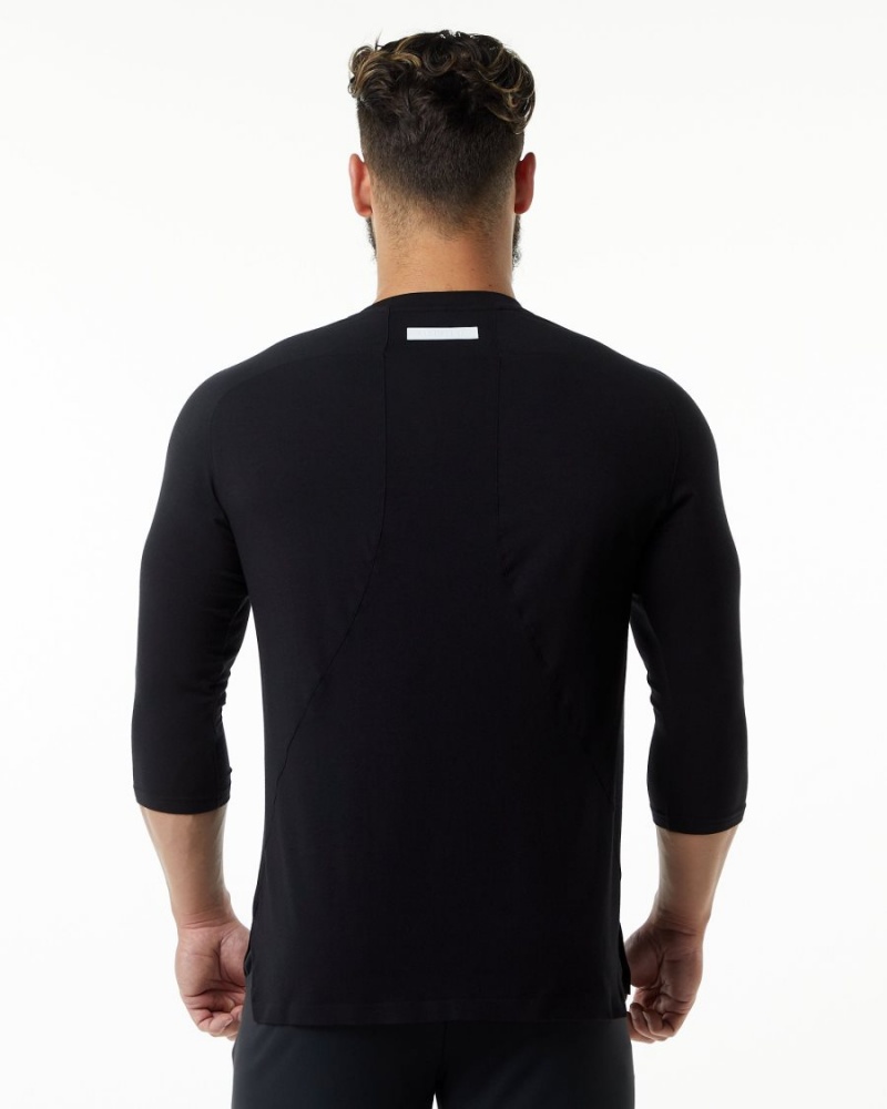 Men's Alphalete Evo 3/4 Sleeve Tee Shirts Black | 0764-ELTVR