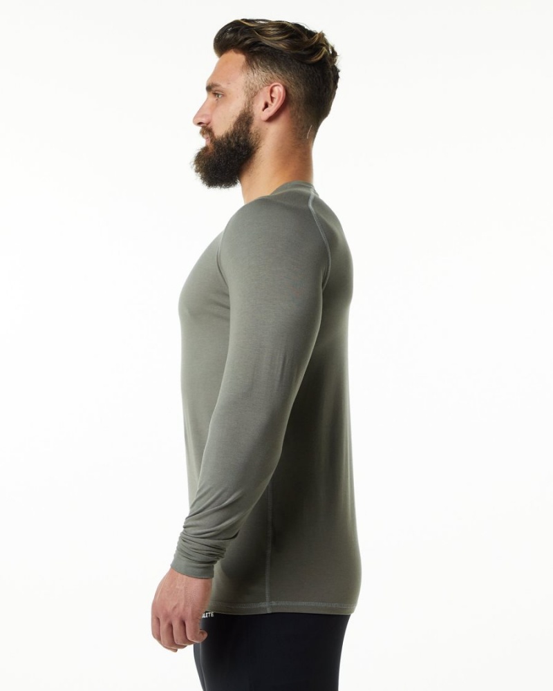 Men's Alphalete Evo Epaulette Tee Shirts Stone Grey | 8731-MDFCN