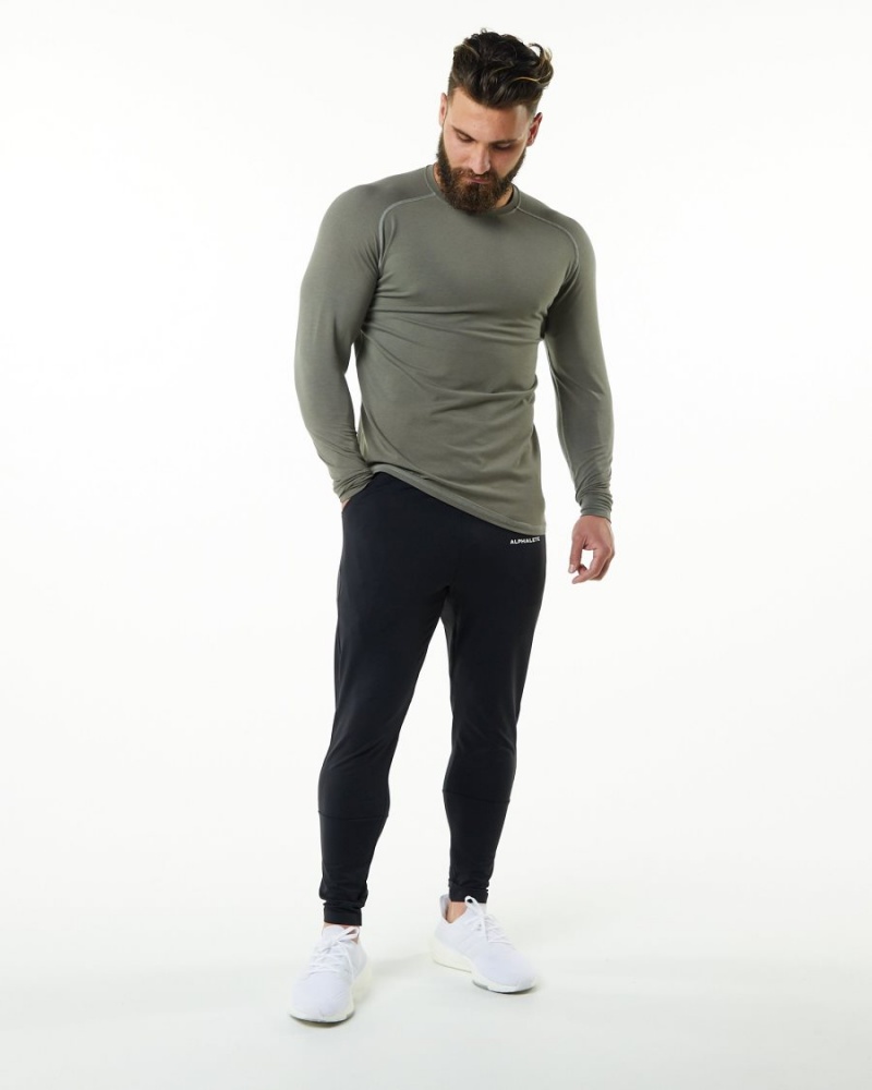 Men's Alphalete Evo Epaulette Tee Shirts Stone Grey | 8731-MDFCN