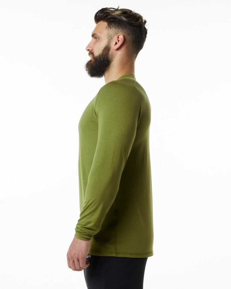 Men's Alphalete Evo Epaulette Tee Shirts Moss Green | 0613-WKGUN