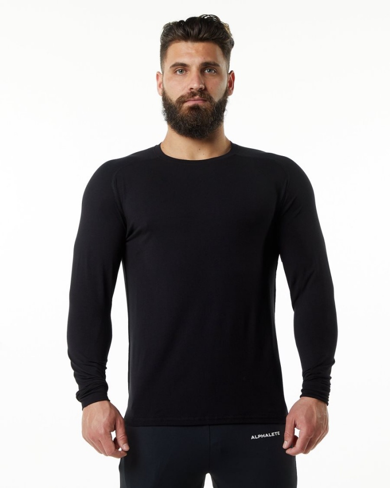 Men\'s Alphalete Evo Epaulette Tee Shirts Black | 0417-TISQW