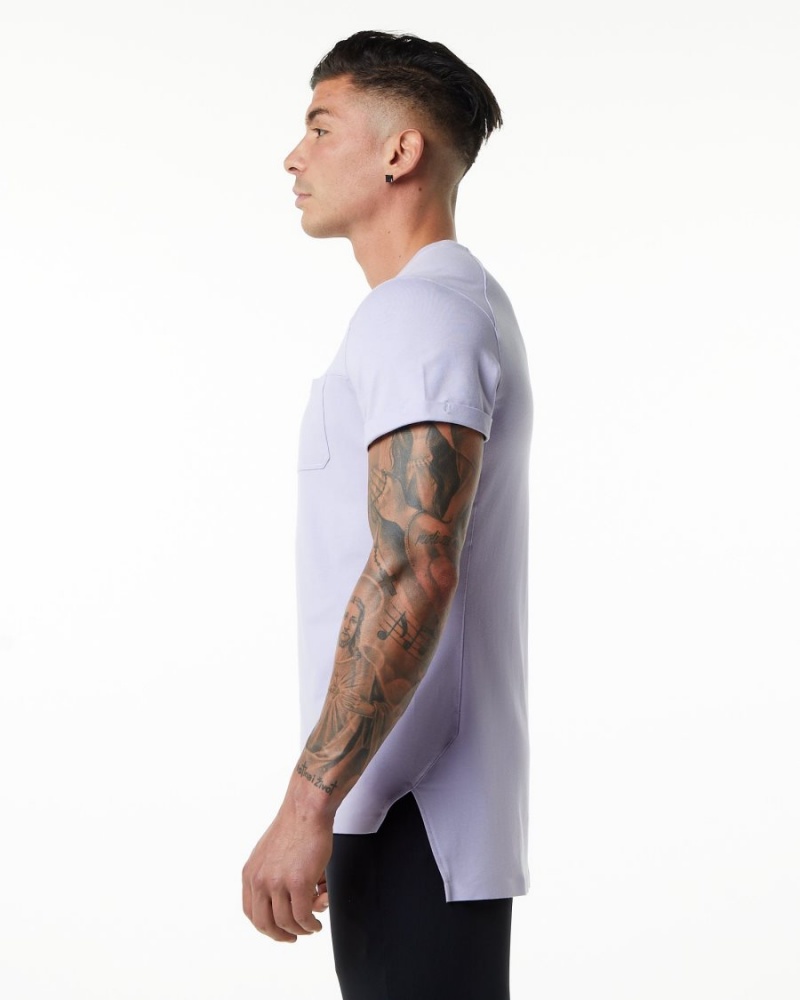 Men's Alphalete Evo Pocket Tee Shirts Lilac Haze | 6420-DKLYZ