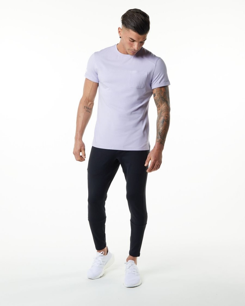 Men's Alphalete Evo Pocket Tee Shirts Lilac Haze | 6420-DKLYZ