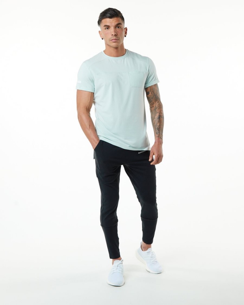 Men's Alphalete Evo Pocket Tee Shirts Mirage Blue | 4189-OQEWC