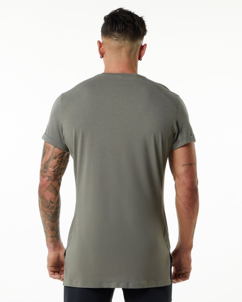 Men's Alphalete Evo Pocket Tee Shirts Stone Grey | 5693-CNQSM