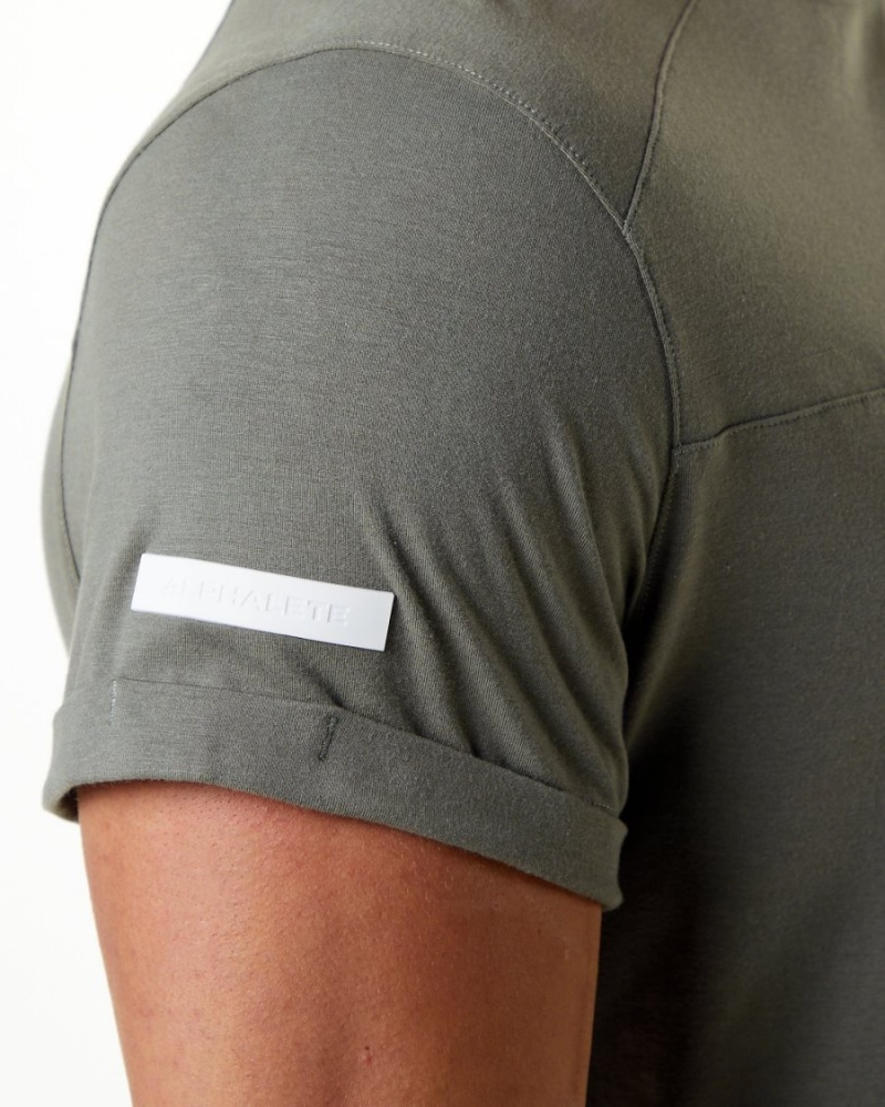 Men's Alphalete Evo Pocket Tee Shirts Stone Grey | 5693-CNQSM