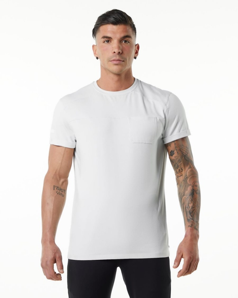 Men\'s Alphalete Evo Pocket Tee Shirts White | 4137-AYTWK