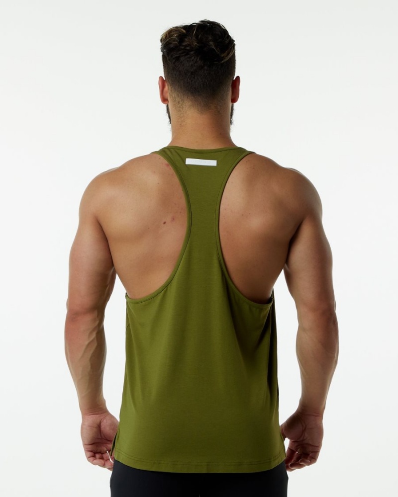 Men's Alphalete Evo Stringer Stringers Moss Green | 2506-STHAO