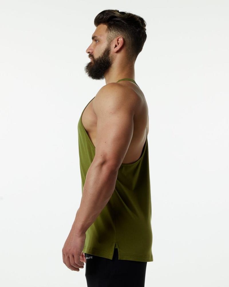 Men's Alphalete Evo Stringer Stringers Moss Green | 2506-STHAO