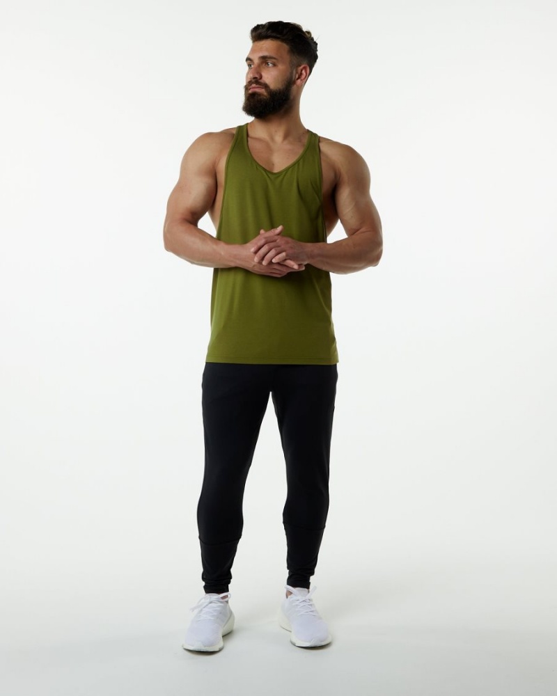 Men's Alphalete Evo Stringer Stringers Moss Green | 2506-STHAO