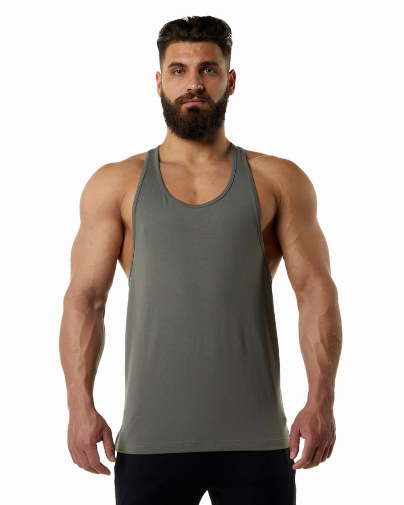 Men\'s Alphalete Evo Stringer Stringers Stone Grey | 8423-BNZAQ