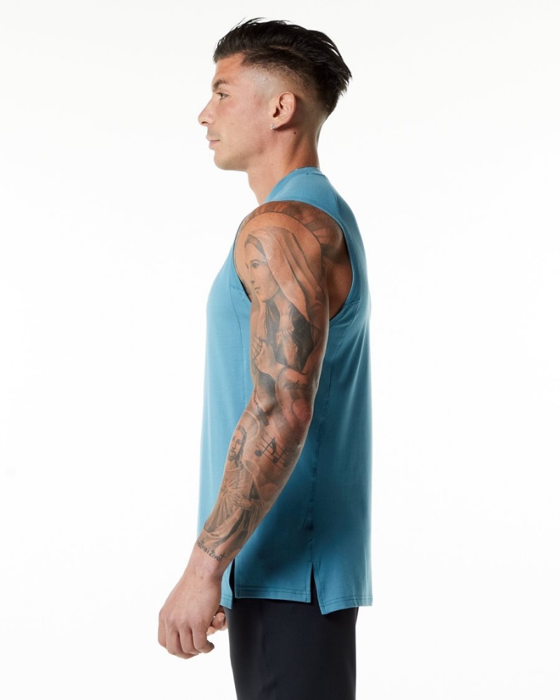 Men's Alphalete Evo Tank Tanks Blue Lagoon | 7860-PSMLD