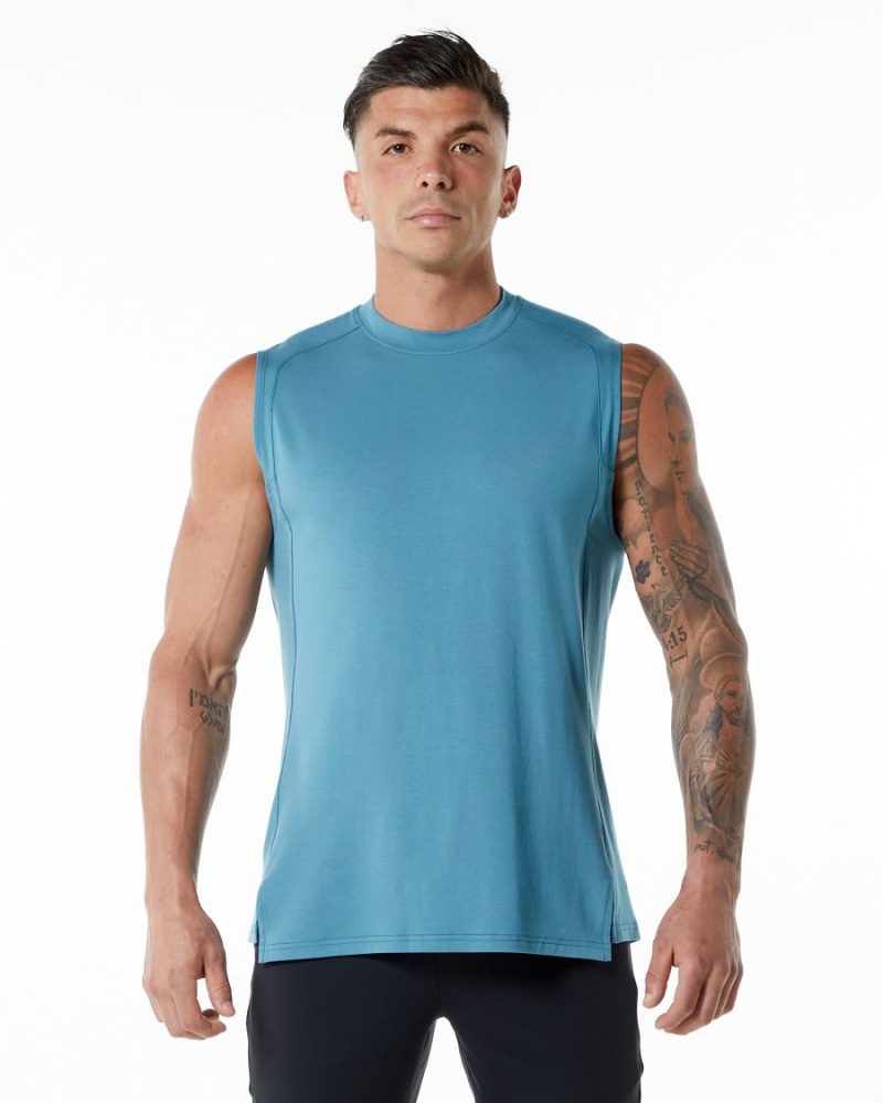 Men\'s Alphalete Evo Tank Tanks Blue Lagoon | 7860-PSMLD