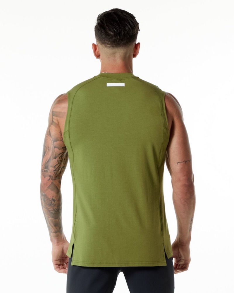 Men's Alphalete Evo Tank Tanks Moss Green | 0128-QDUCP