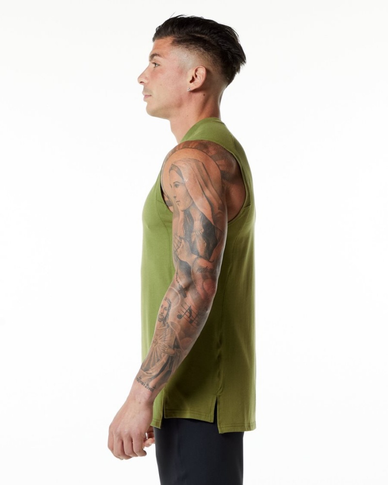 Men's Alphalete Evo Tank Tanks Moss Green | 0128-QDUCP