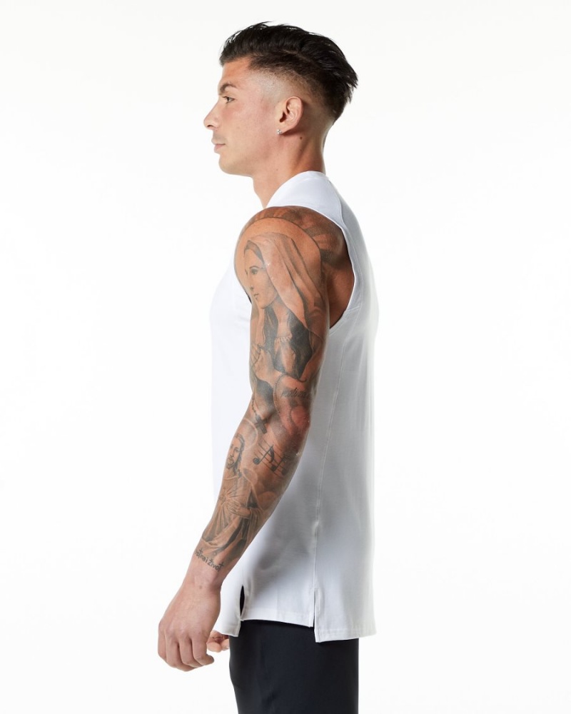 Men's Alphalete Evo Tank Tanks White | 1927-FIOQN