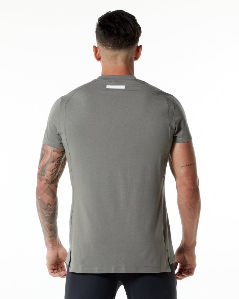 Men's Alphalete Evo Tee Shirts Stone Grey | 1976-OBJEN